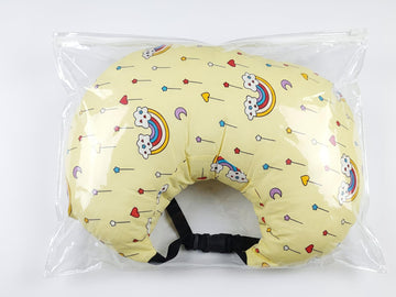 Rainbow Print Feeding Pillow – Pastel Yellow Design