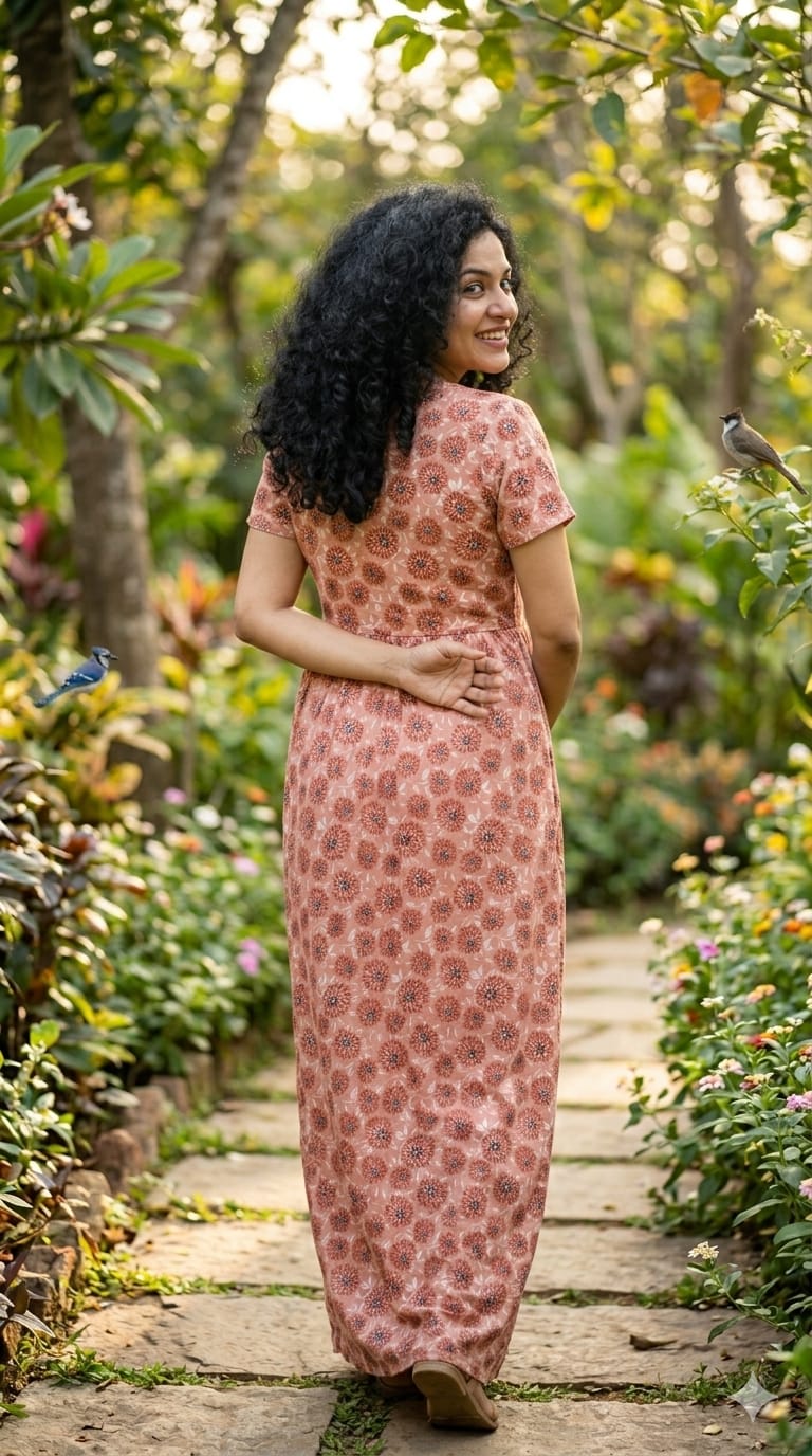 Dusty Rose Sun-Flower Print Nursing Dress